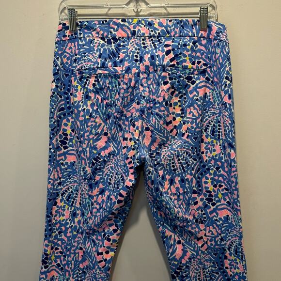 🍁 Lilly Pulitzer Kelly Skinny Ankle Pull On Skinny Pants Sz 8 Blue Pink - Picture 5 of 12
